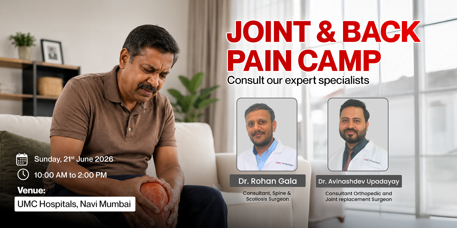 Joint and Back Pain Camp at UMC Hospitals, Navi Mumbai